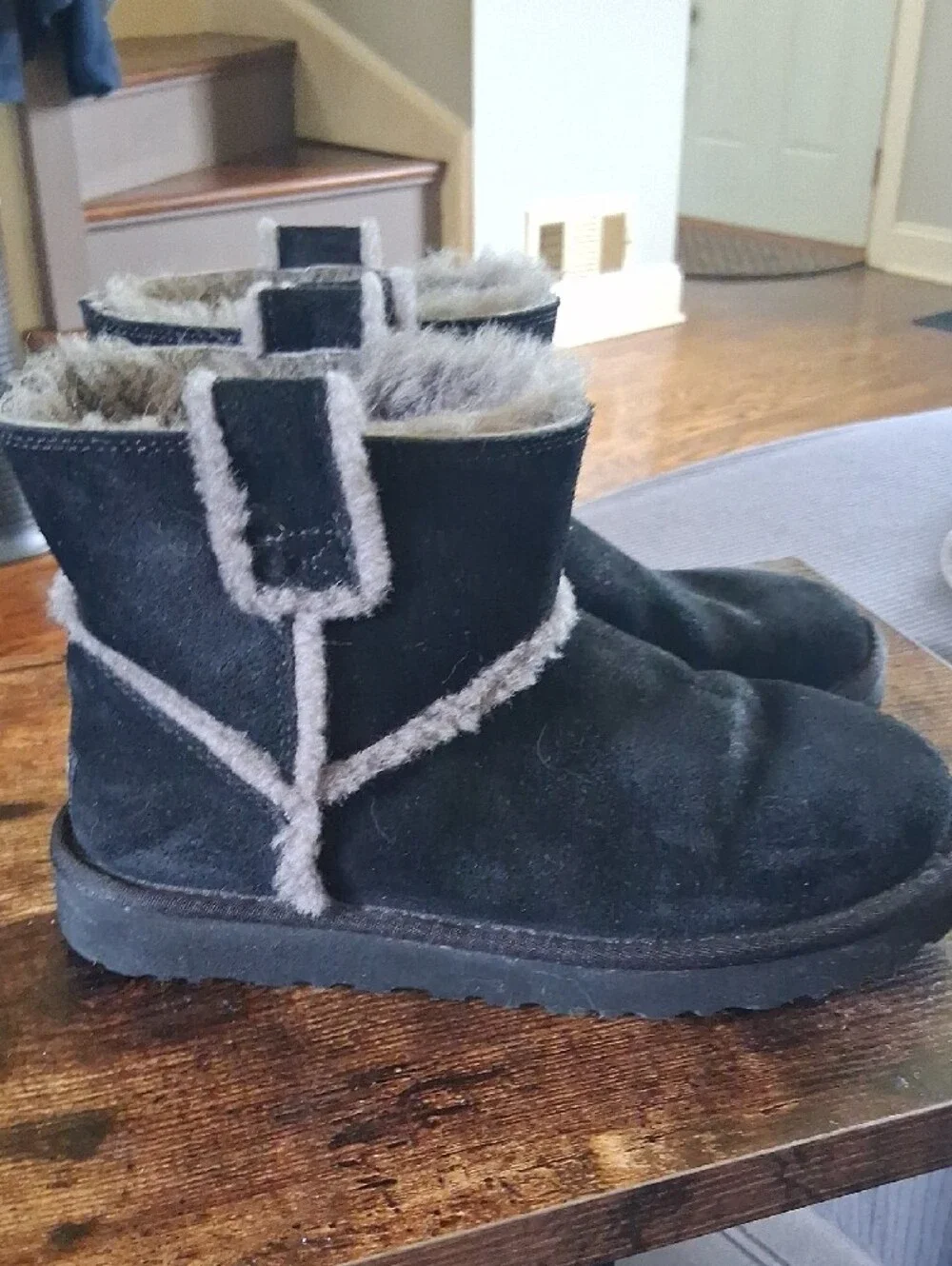 Women's Black Shearling-Lined Suede Ankle Boots